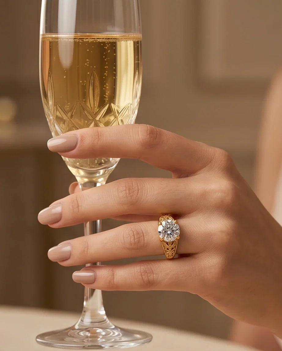 Golden Empress Moissanite Filigree Ring