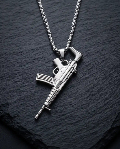 Modern Assault Rifle Weapon Pendant Box Chain