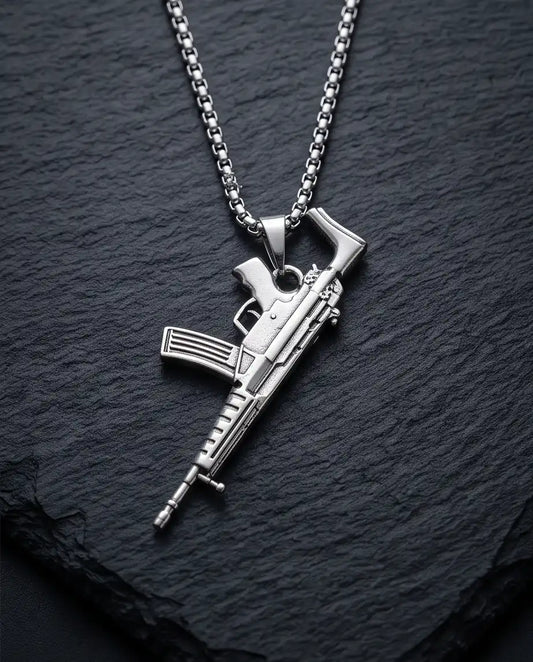 Modern Assault Rifle Weapon Pendant Box Chain