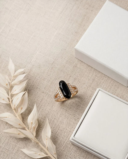Gold Marquise Onyx Vintage Ring