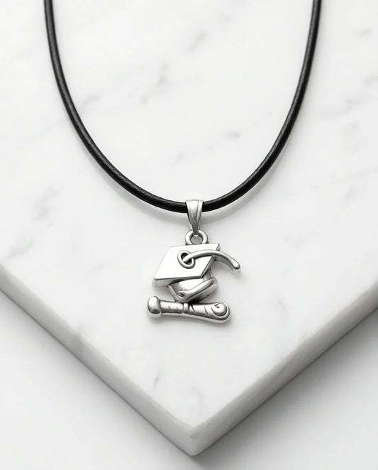 Silver Graduation Cap Pendant Necklace