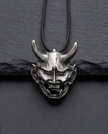 Japanese Hannya Mask Pendant Box Chain