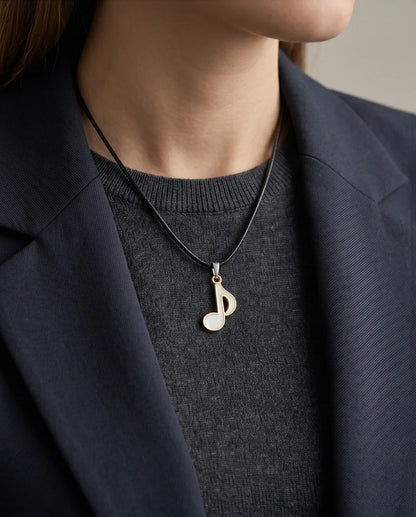 Gold and White Eighth Note Necklace