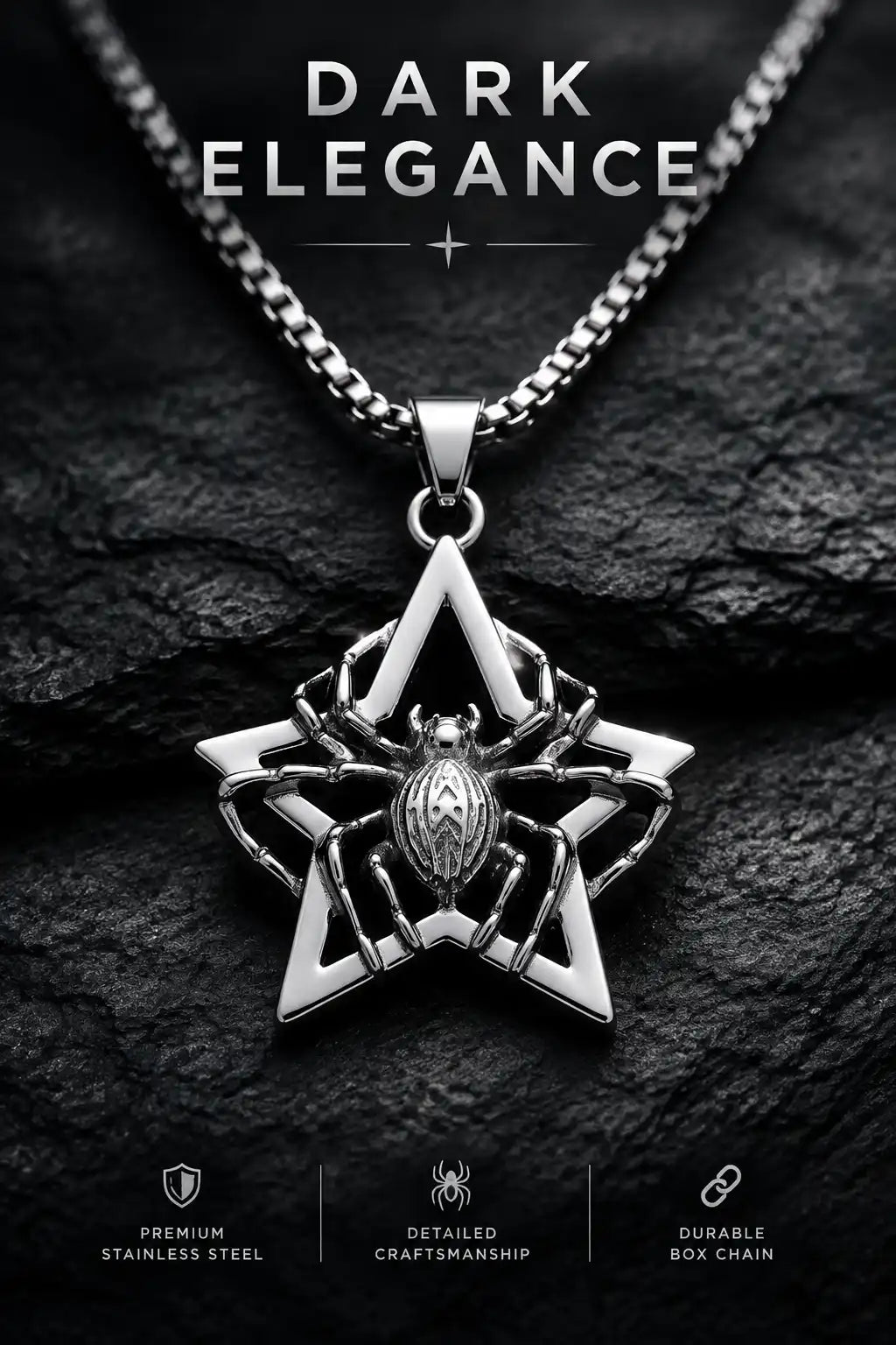 Gothic Spider Star Pendant Box Chain