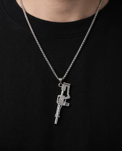Cyberpunk Assault Rifle Weapon Pendant Box Chain
