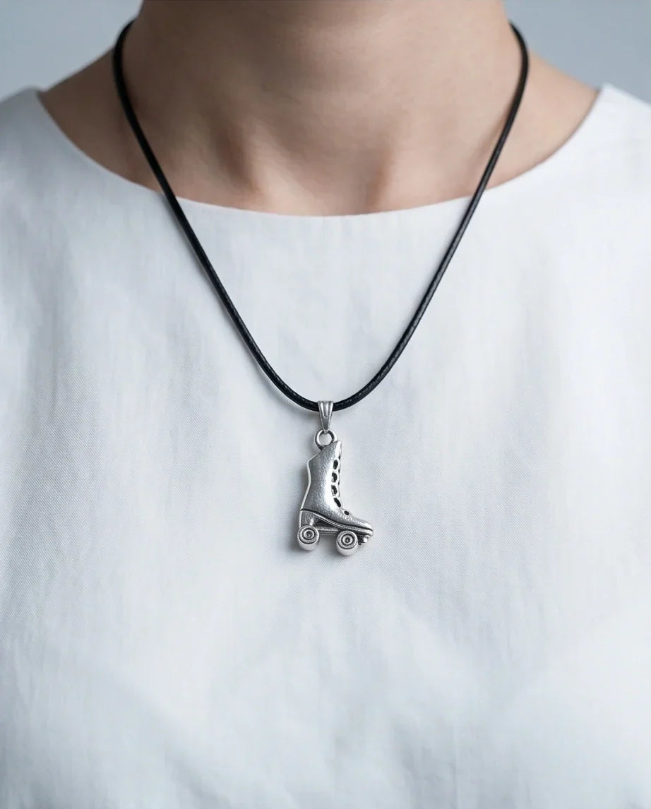 Silver Roller Skate Pendant Necklace