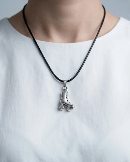 Silver Roller Skate Pendant Necklace