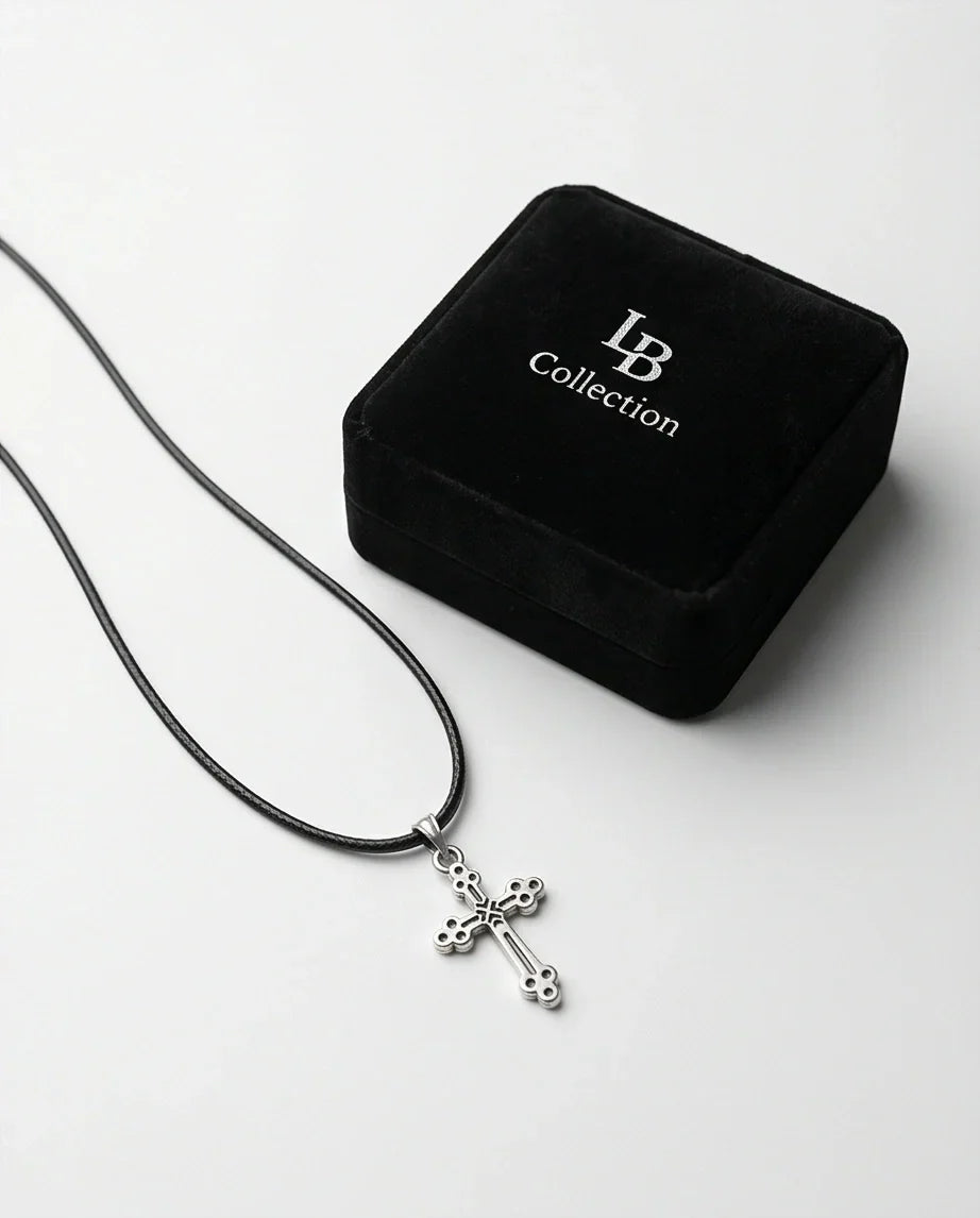 Silver Detailed Decorative Cross Necklace