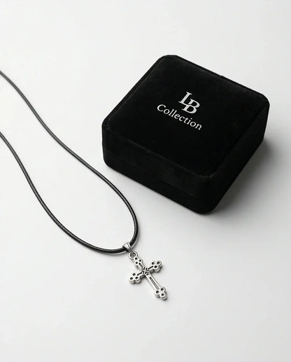 Silver Detailed Decorative Cross Necklace