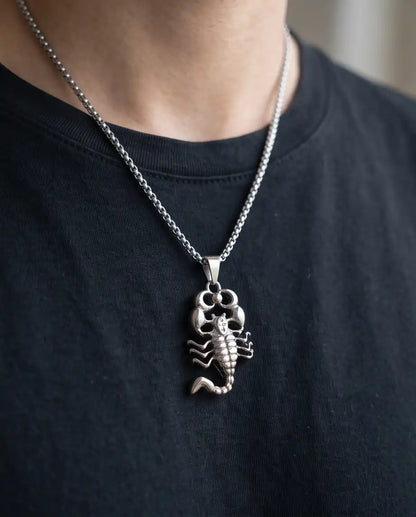 Iced Scorpio Pendant Silver Box Chain Necklace