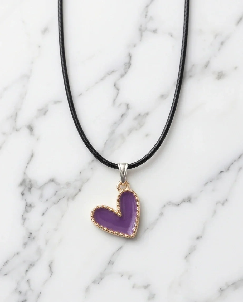 Whimsical Purple Heart Pendant