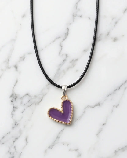 Whimsical Purple Heart Pendant