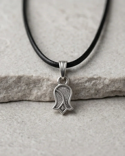 Silver Vintage Textured Tulip Necklace