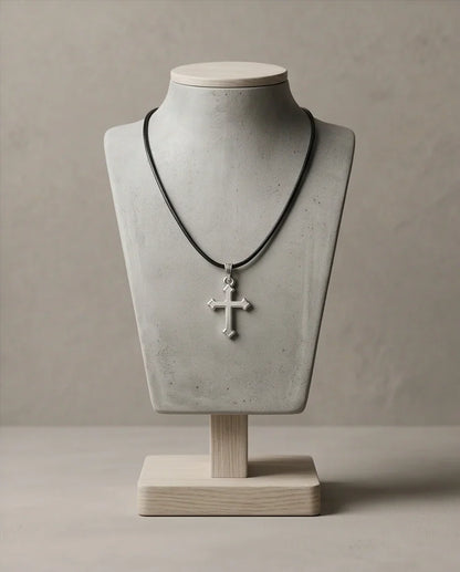 Silver Gothic Flared Cross Necklace