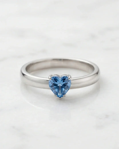 Sterling Silver Heart-Cut Blue Topaz Solitaire Ring