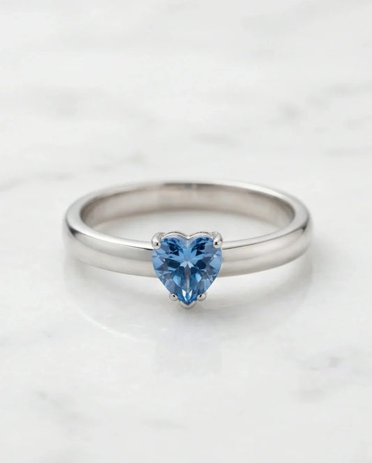 Sterling Silver Heart-Cut Blue Topaz Solitaire Ring