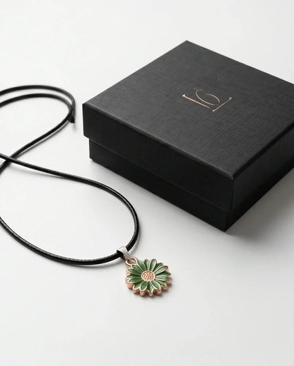 Gold and Green Daisy Pendant Necklace