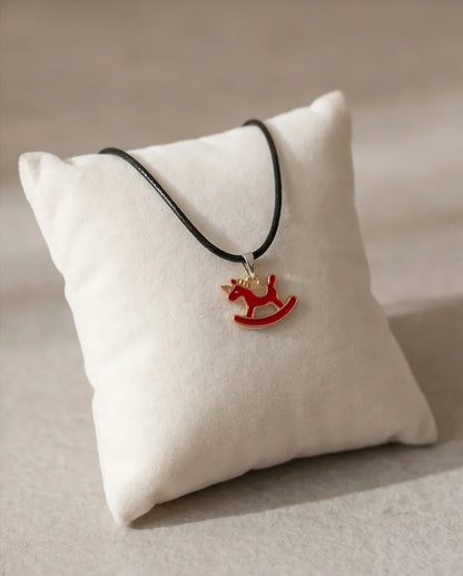 Gold and Red Rocking Horse Necklace