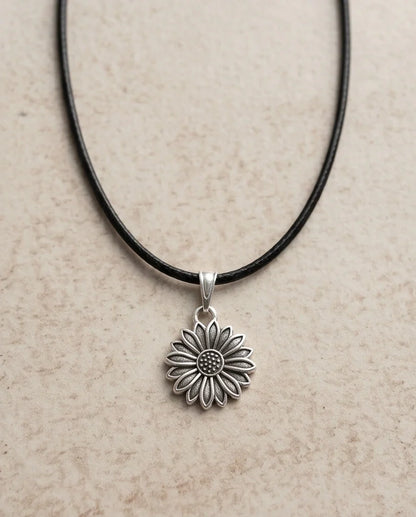 Silver Sunflower Pendant Necklace