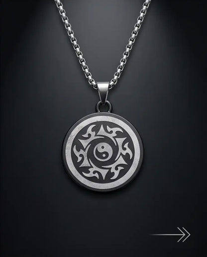 Yin Yang Tribal Sun Medallion Pendant Box Chain