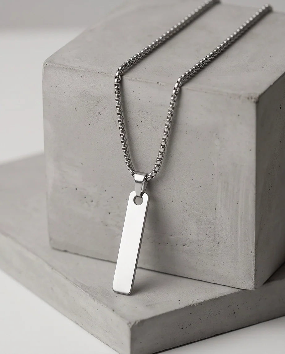 Silver Minimalist Bar Pendant Necklace
