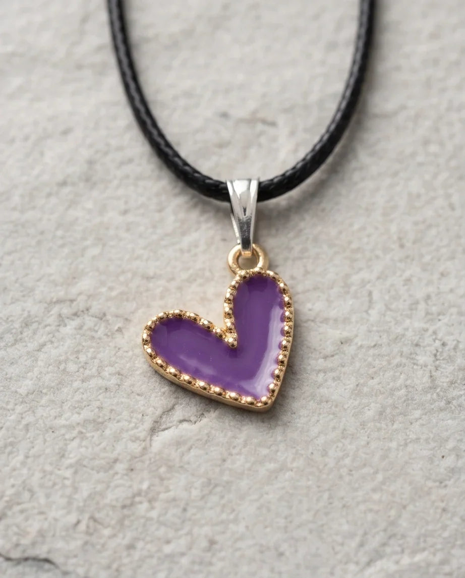 Whimsical Purple Heart Pendant