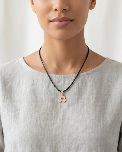 Rose Gold Pink Sixteenth Note Necklace