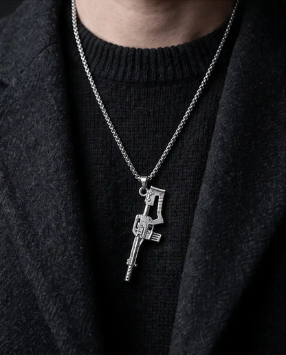 Cyberpunk Assault Rifle Weapon Pendant Box Chain