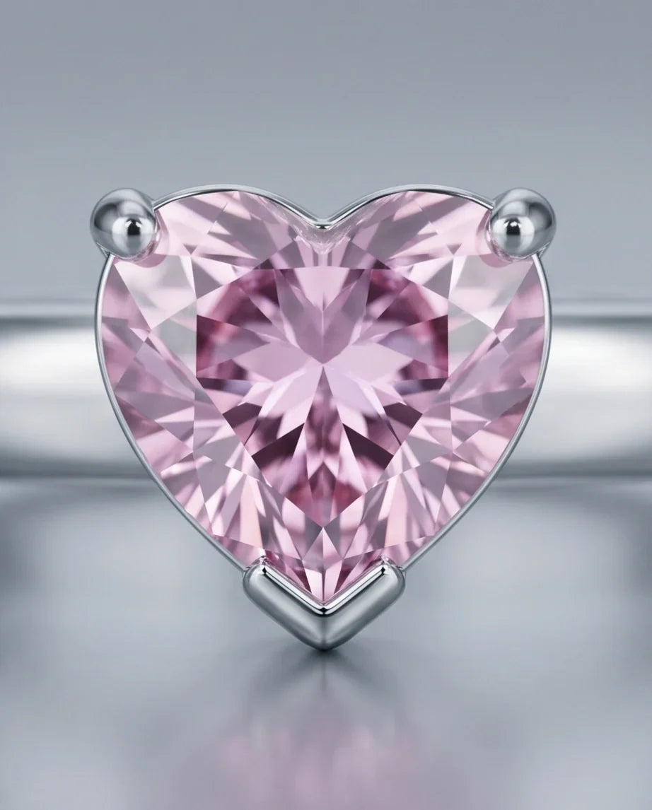 Sterling Silver Heart-Cut Pink Sapphire Solitaire Ring