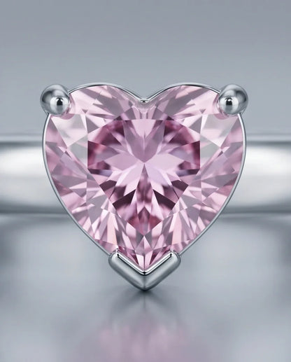 Sterling Silver Heart-Cut Pink Sapphire Solitaire Ring