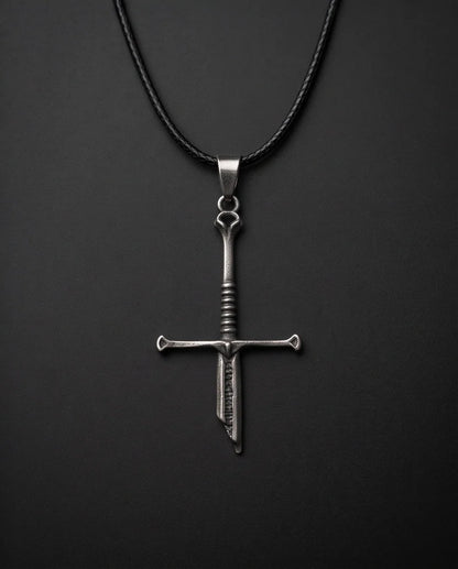 Silver Broken Sword Pendant Necklace