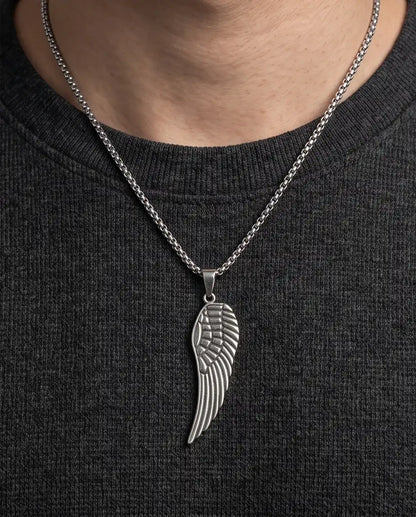 Feathered Angel Wing Pendant Box Chain