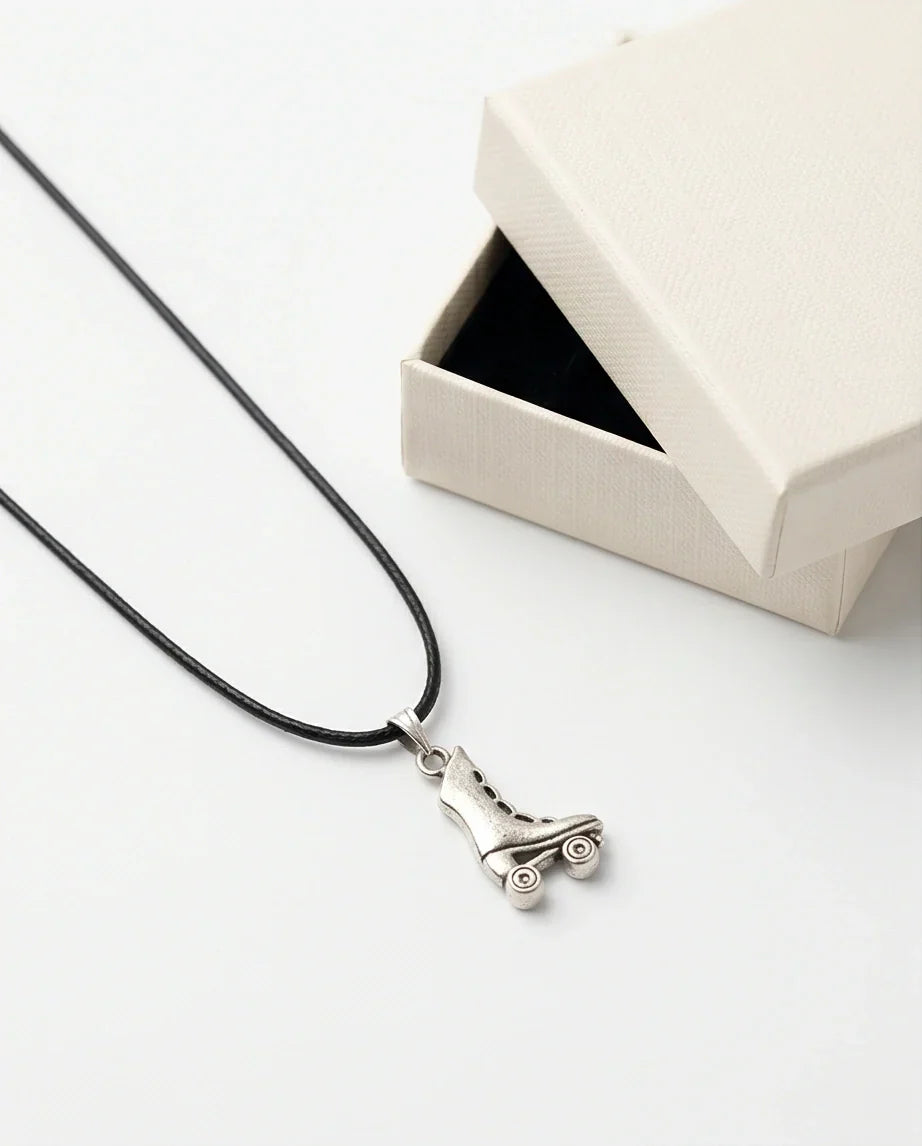 Silver Roller Skate Pendant Necklace