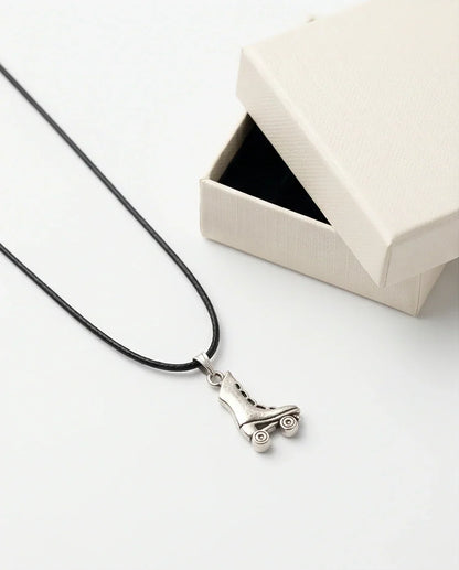 Silver Roller Skate Pendant Necklace
