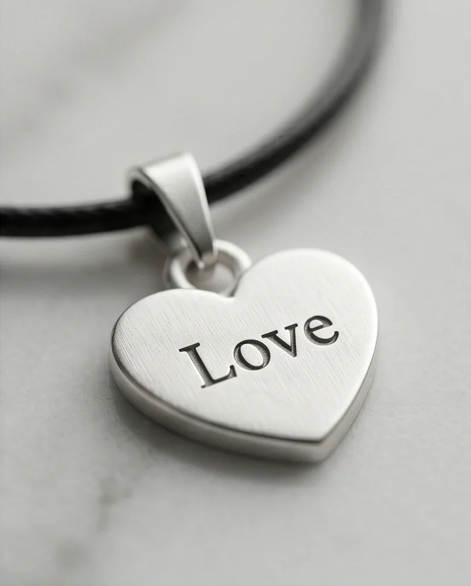 Silver Engraved Love Heart Necklace