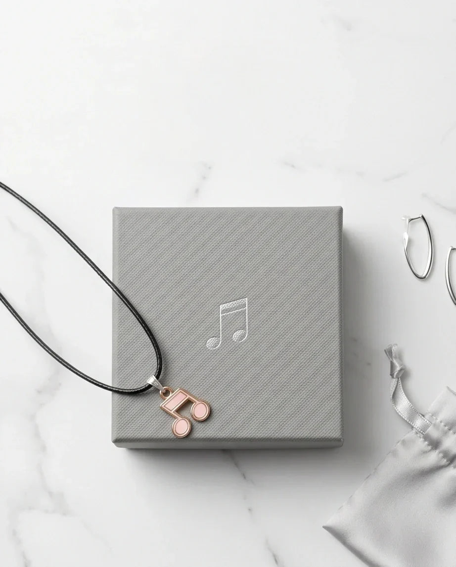 Rose Gold Pink Sixteenth Note Necklace