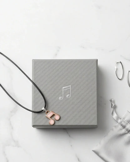 Rose Gold Pink Sixteenth Note Necklace