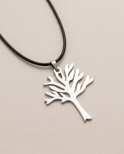 Silver Tree of Life Cutout Pendant Necklace