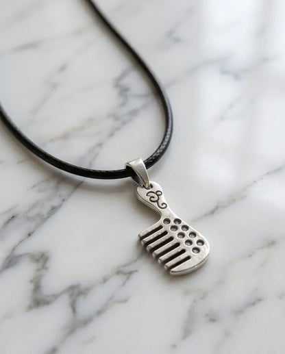 Silver Hair Comb Pendant Necklace