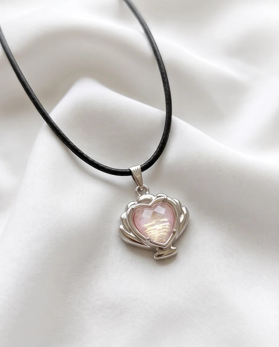 Iridescent Seashell Heart Pendant Necklace
