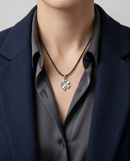 Silver Four-Leaf Clover Luck Necklace