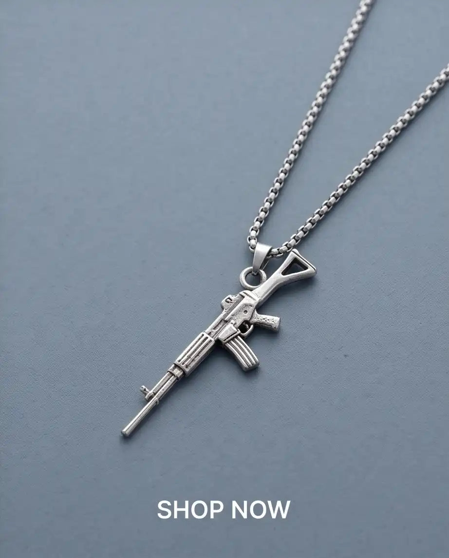 Tactical Assault Rifle Weapon Pendant Box Chain