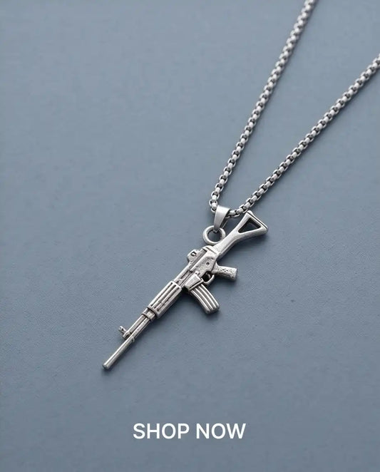 Tactical Assault Rifle Weapon Pendant Box Chain