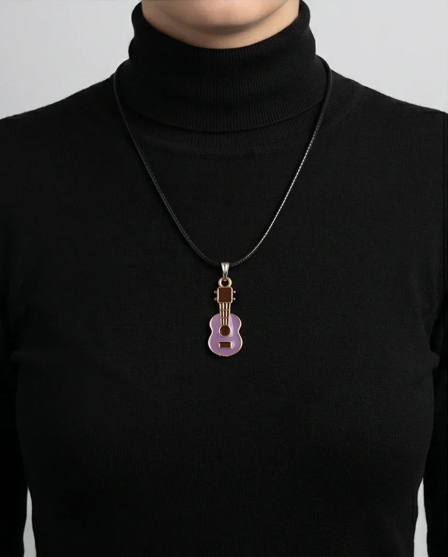 Gold and Purple Acoustic Guitar Necklace
