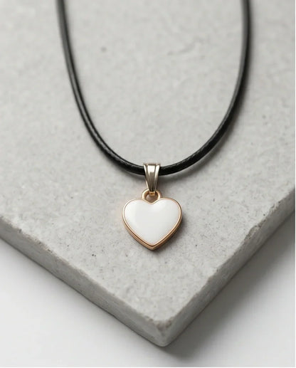 Gold and White Classic Heart Necklace