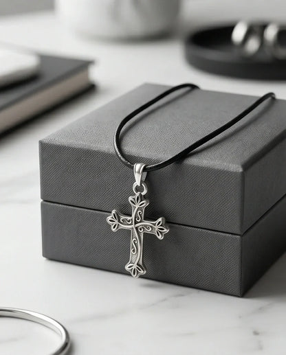 Silver Ornate Filigree Cross Necklace