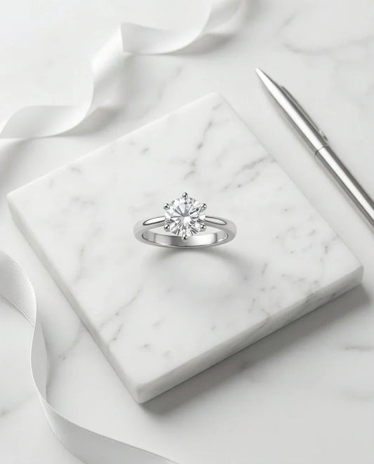 Sterling Silver Round-Cut Moissanite Solitaire Ring