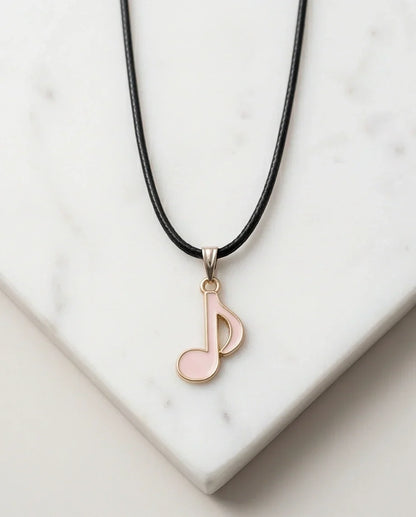 Gold and Pink Eighth Note Necklace