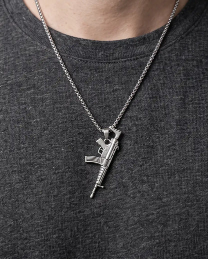 Modern Assault Rifle Weapon Pendant Box Chain