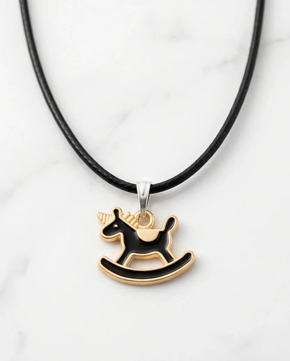Gold and Black Rocking Horse Necklace
